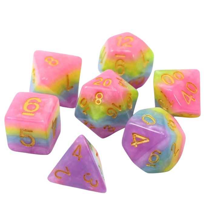 DHD RPG Dice Set Princess Unicorn Bubblegum