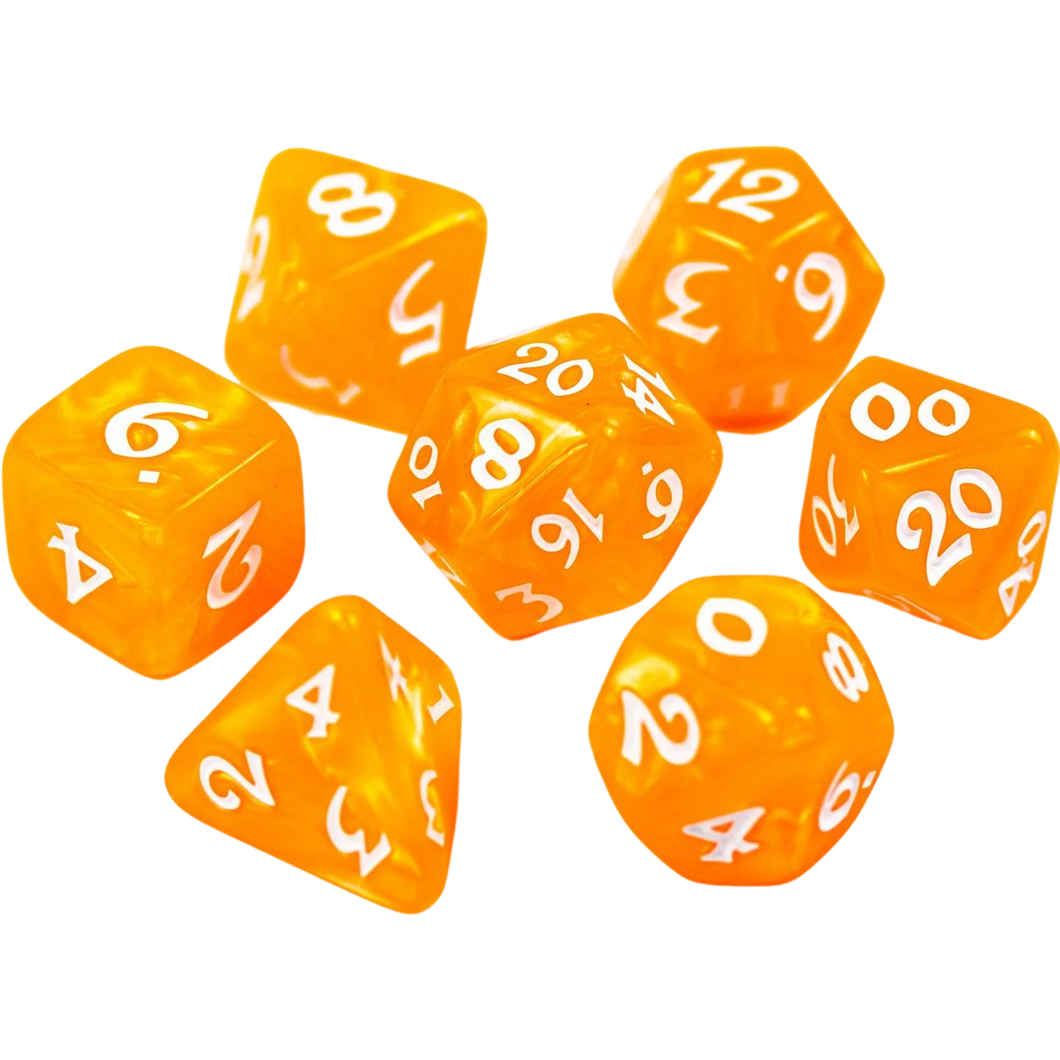 DHD RPG Dice Set Elessia Essentials Orange with White