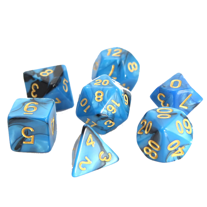 DHD RPG Dice Set Blue and Black Marble