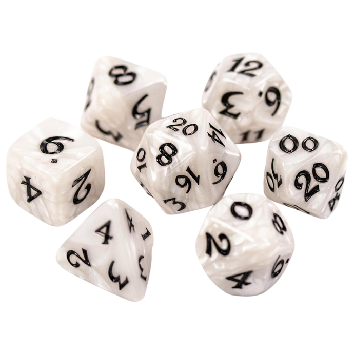 DHD RPG Dice Set Elessia Essentials White with Black