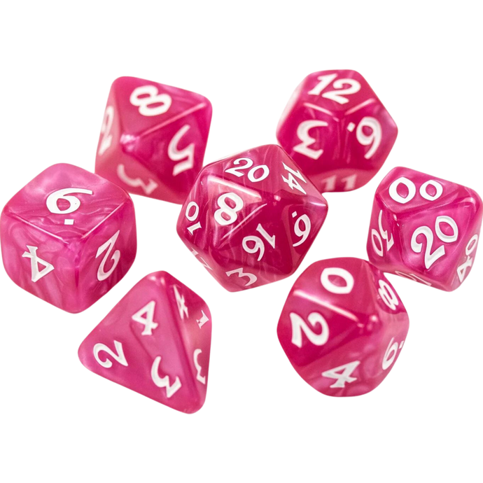 DHD RPG Dice Set Elessia Essentials Pink with White