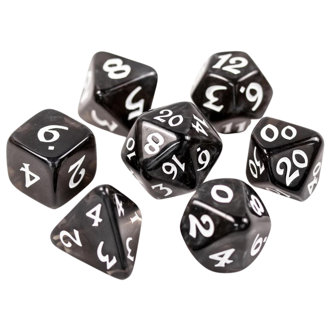 DHD RPG Dice Set Elessia Essentials Black with White
