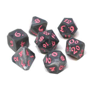 DHD RPG Dice Set Avalore Talisman Ash with Pale Pink