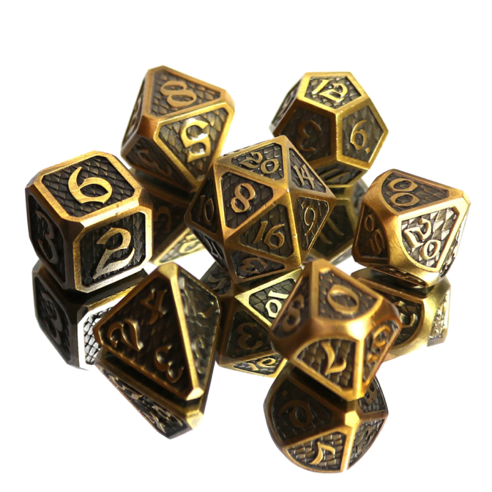 DHD Metal RPG Dice Set Drakona Eldric Electrum