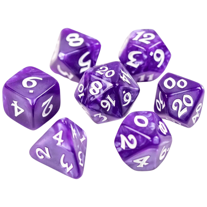 DHD RPG Dice Set Elessia Essentials Purple with White