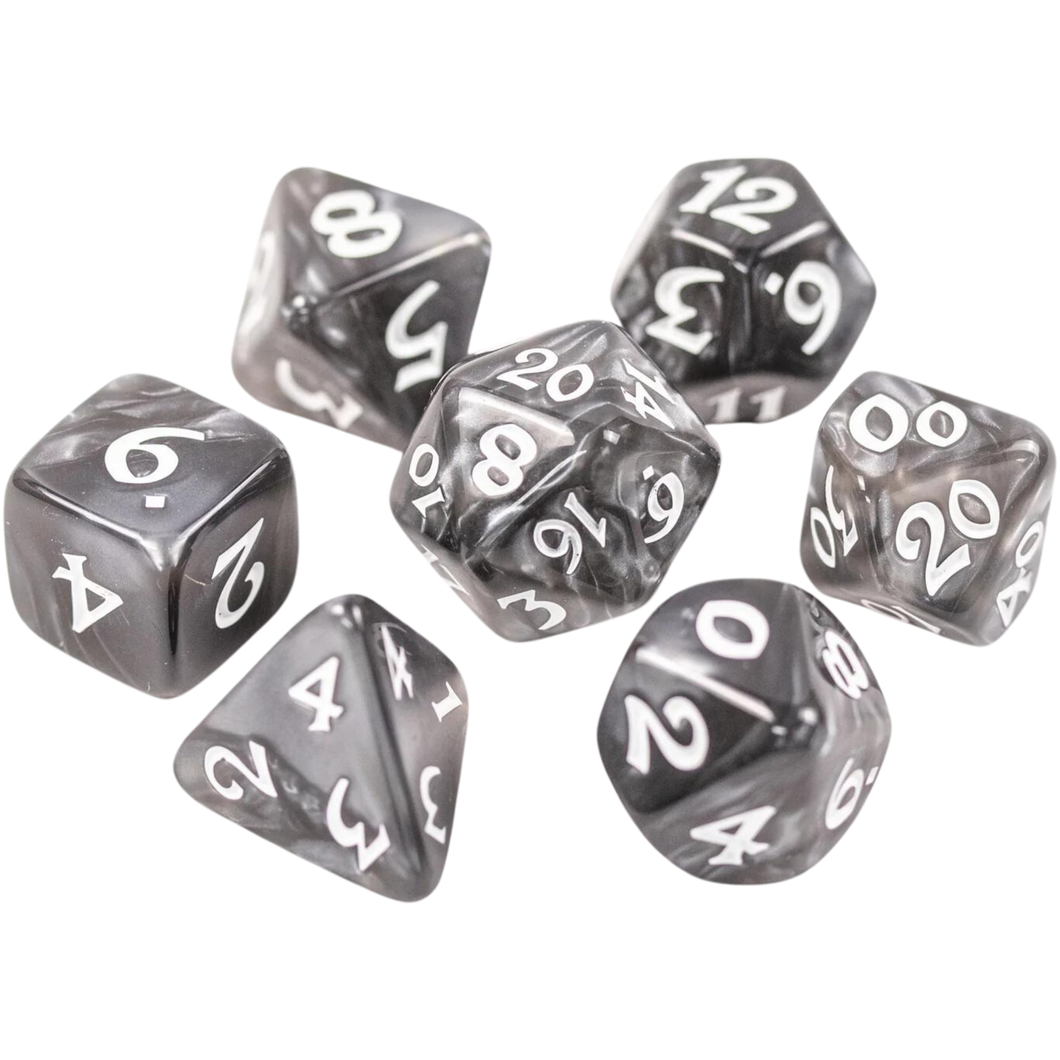 DHD RPG Dice Set Elessia Essentials Gray with White