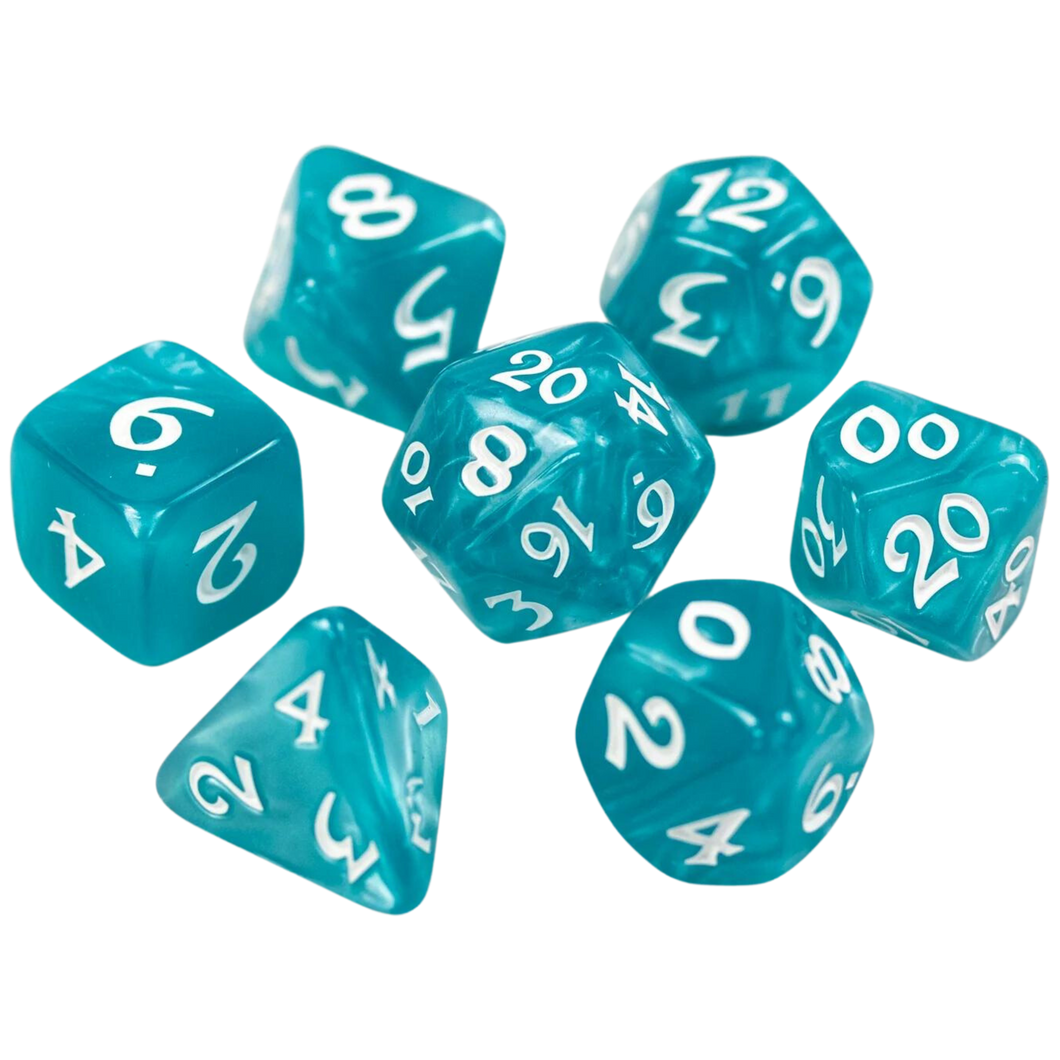 DHD RPG Dice Set Elessia Essentials Teal with White