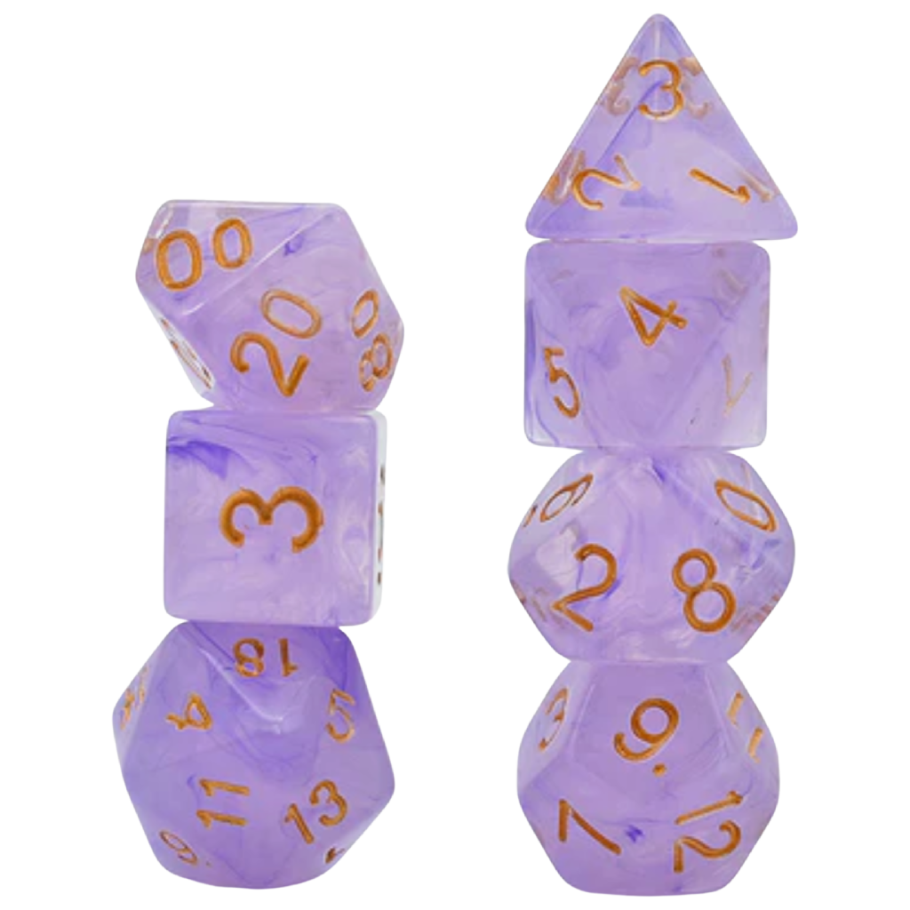 FBG RPG Dice Set Purple Silk Translucent