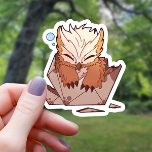 Sticker: Baby Owl Bear D20 Polyhedral Dice