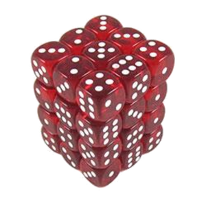 12mm d6 Translucent 36 Dice Red/White