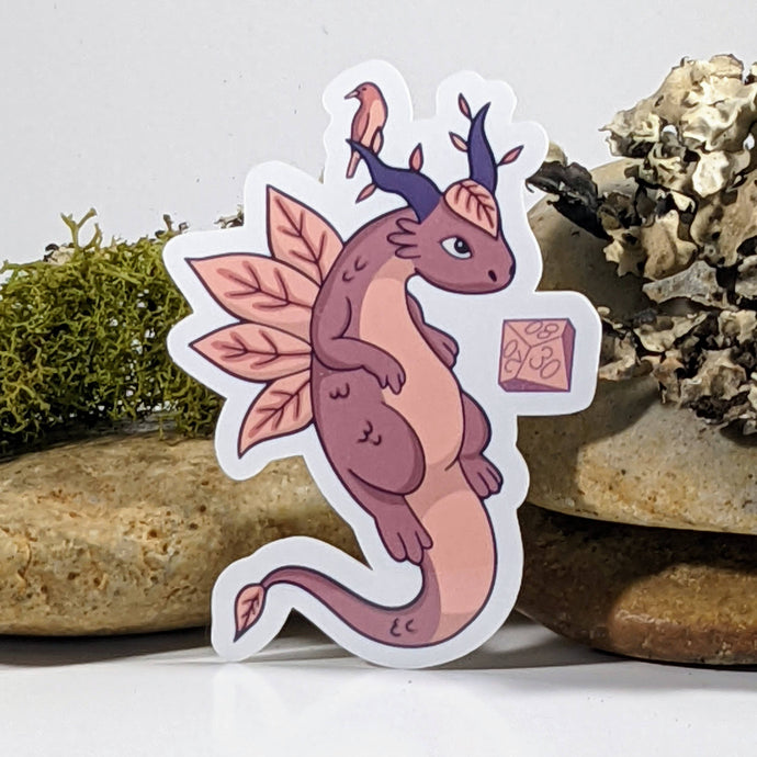 Sticker: Fall Dragon With Polyhedral Dice