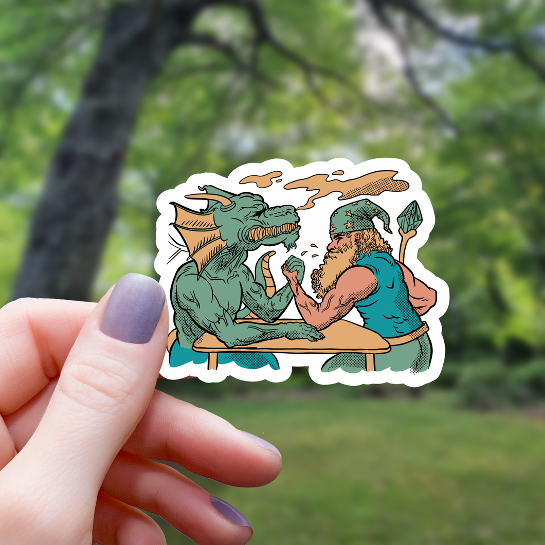 Sticker: Dragon And Mage Arm Wrestling Match