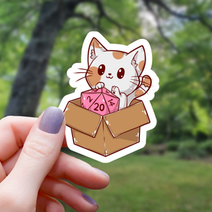 Sticker: Cat In Box With D20