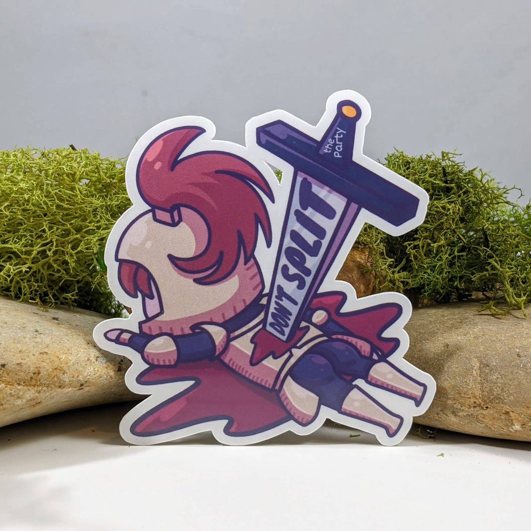 Sticker: Don't Split The Party Sword Tabletop Gaming