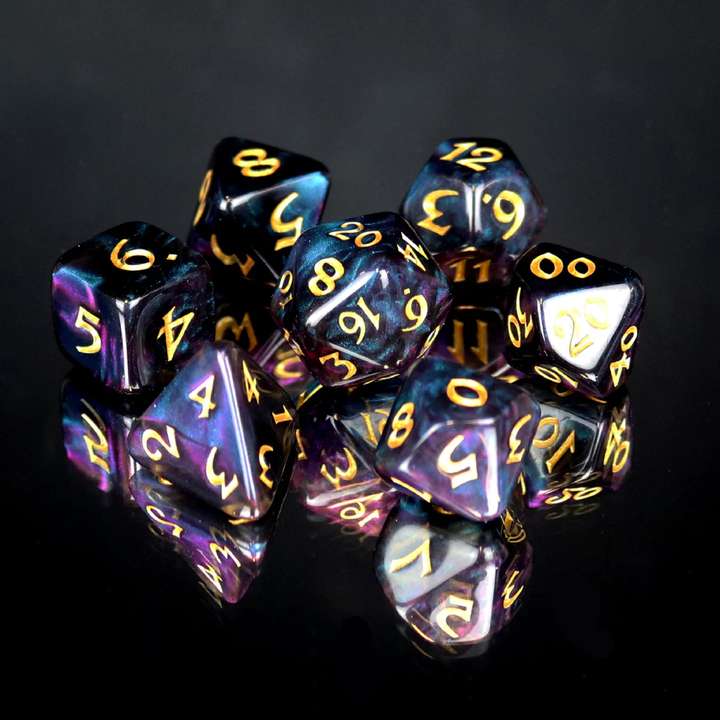 DHD RPG Dice Set Elessia Moonstone Deepwalker with Gold