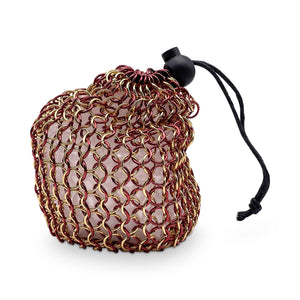 NF Stainless Steel Chainmail Dice Bag Red and Gold