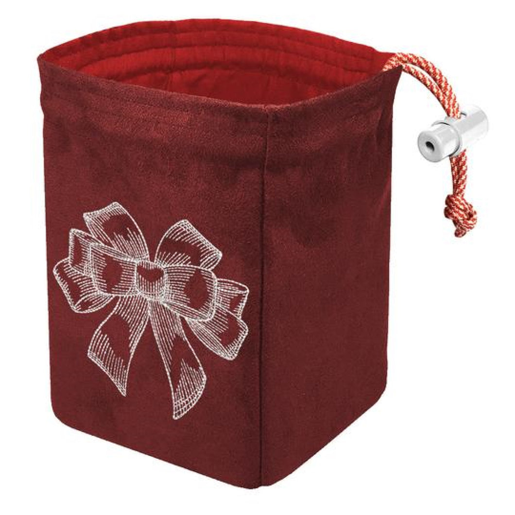 Dice Bag Embroidered Holiday Bow