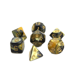 DHD RPG Dice Set Yellow and Black Marble