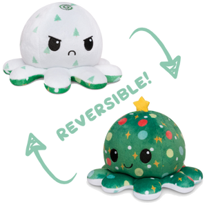 Plush: Reversible Octopus [Christmas Ornaments + Snowy Trees]