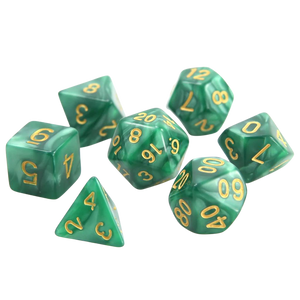 DHD RPG Dice Set Swirl Green with Gold