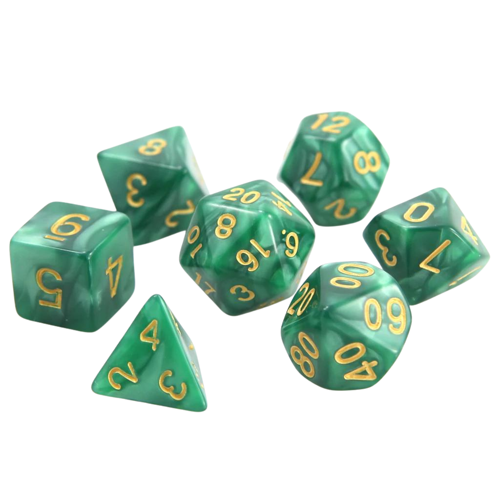 DHD RPG Dice Set Swirl Green with Gold