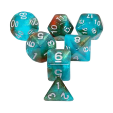 Load image into Gallery viewer, FBG RPG Dice Set Glow in the Dark Blue Nebula