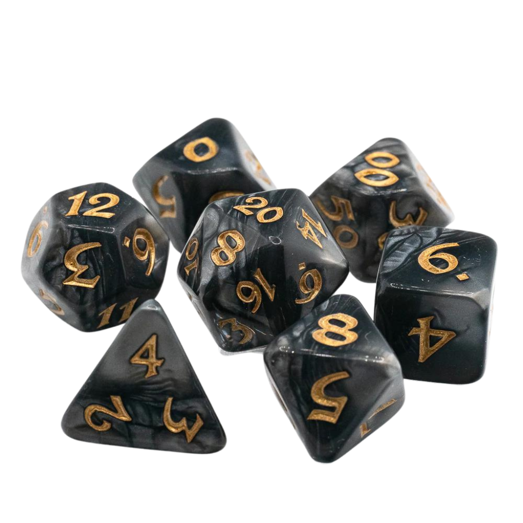 DHD RPG Dice Set Elessia Shale with Gold
