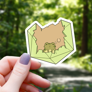 Sticker: Baby Frog Inside D20 Polyhedral Dice