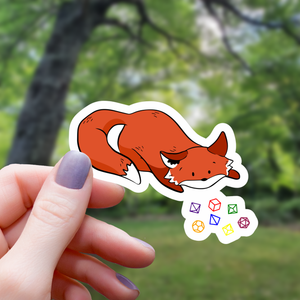 Sticker: Fox Player Throwing Dice Tabletop