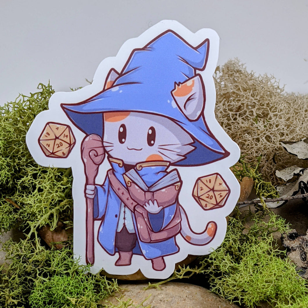 Sticker: Wizard Hit Dice Cat Tabletop Gaming