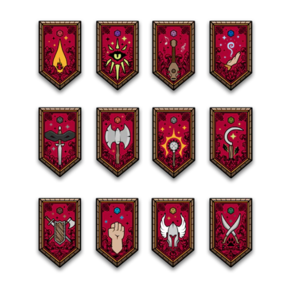 Rpg Class Pin Collection Pin: Pinfinity D&D 12 Class Pin Set – Halcyon Games