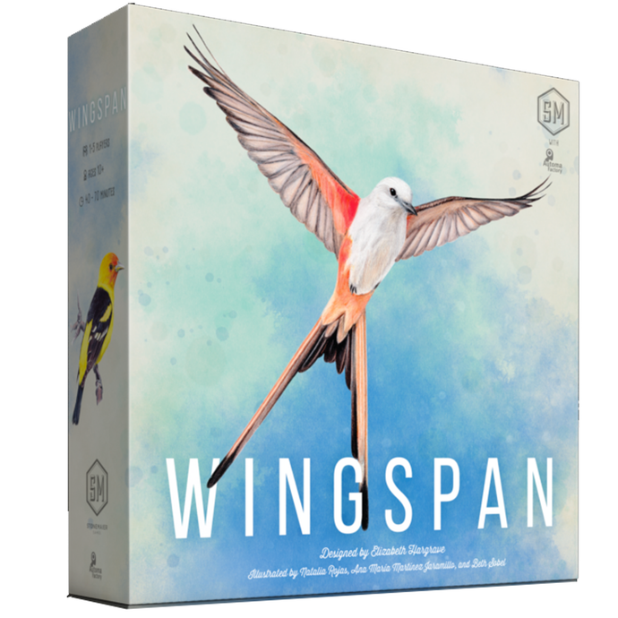 Board Game Box with a bird spreading its wings that says 'Wingspan'
